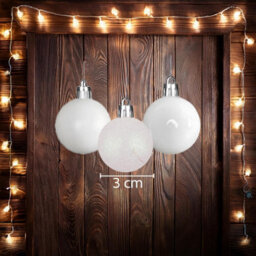 Shatchi Christmas 3Cm Bauble White -Tree Hanging Decoration Festive Cheers 24Pcs - thumbnail 5