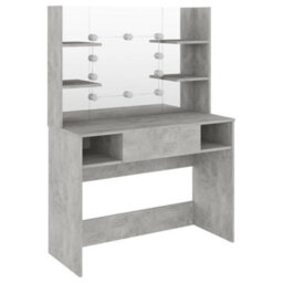 Vidaxl Makeup Table With Led Lights 100X40X135 Cm Mdf Concrete Grey - thumbnail 5