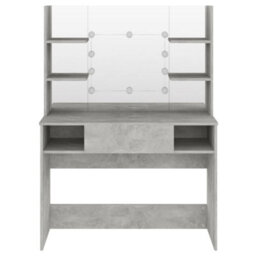 Vidaxl Makeup Table With Led Lights 100X40X135 Cm Mdf Concrete Grey - thumbnail 3