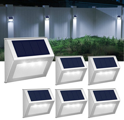 Gvoree Cool White Solar Fence Lights,stainless Steel Decorative Lights Led Garden Lights,waterproof Step Wireless Outdoor For