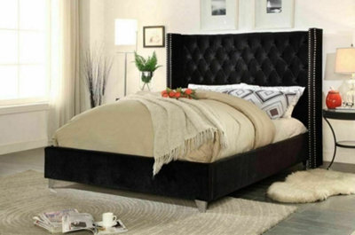 Stratus Interiors Admiral Wing Back Bed With Metal Studs - Add Professional Assembly And Delivery To Room Of Choice - Double - Standard Bed Frame - image 1