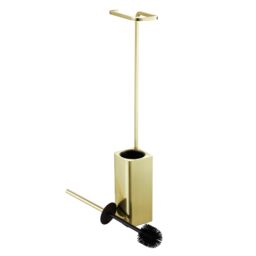 GoodHome Elland 2-In-1 Brushed Gold Effect Wall-Mounted Toilet Roll & Brush Holder - thumbnail 3