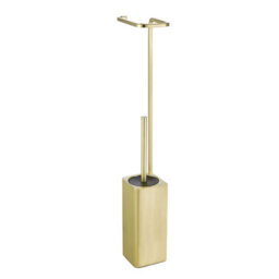 GoodHome Elland 2-In-1 Brushed Gold Effect Wall-Mounted Toilet Roll & Brush Holder - thumbnail 1