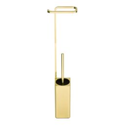GoodHome Elland 2-In-1 Brushed Gold Effect Wall-Mounted Toilet Roll & Brush Holder - thumbnail 2