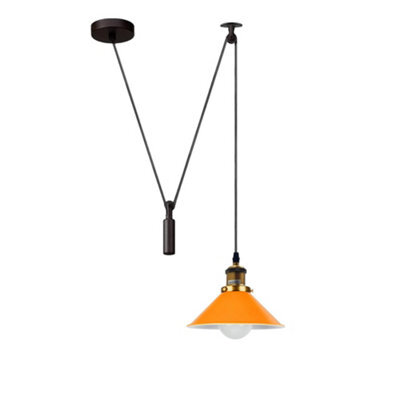 Ledsone Orange Industrial Pendant Light Vintage Edison 22Cm Metal Shade Adjustable 2M Cable Ceiling Lamp For Kitchen Island - image 1