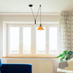 Ledsone Orange Industrial Pendant Light Vintage Edison 22Cm Metal Shade Adjustable 2M Cable Ceiling Lamp For Kitchen Island - thumbnail 3