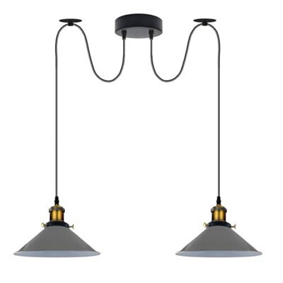 2 Head Spider Light With 2M Adjustable Cables, Vintage 22Cm Metal Grey Shade Pendant Lamp Fixture For  Indoor Lighting - image 1