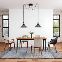 2 Head Spider Light With 2M Adjustable Cables, Vintage 22Cm Metal Grey Shade Pendant Lamp Fixture For  Indoor Lighting - thumbnail 3