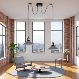2 Head Spider Light With 2M Adjustable Cables, Vintage 22Cm Metal Grey Shade Pendant Lamp Fixture For  Indoor Lighting - thumbnail 6