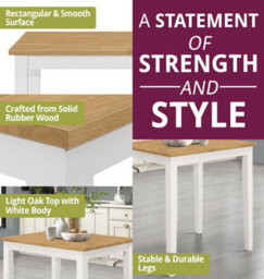 Hallowood Furniture Ledbury Small Dining Table With 2 Chairs In White Painted And Light Oak Finish - thumbnail 4