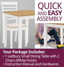 Hallowood Furniture Ledbury Small Dining Table With 2 Chairs In White Painted And Light Oak Finish - thumbnail 7