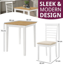 Hallowood Furniture Ledbury Small Dining Table With 2 Chairs In White Painted And Light Oak Finish - thumbnail 3