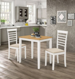 Hallowood Furniture Ledbury Small Dining Table With 2 Chairs In White Painted And Light Oak Finish