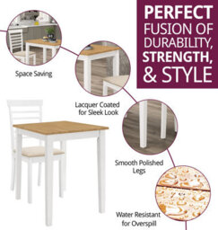 Hallowood Furniture Ledbury Small Dining Table With 2 Chairs In White Painted And Light Oak Finish - thumbnail 2