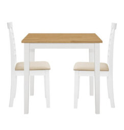 Hallowood Furniture Ledbury Small Dining Table With 2 Chairs In White Painted And Light Oak Finish - thumbnail 8
