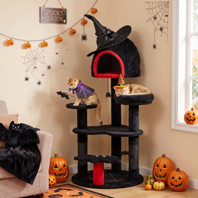 Pawhut Gothic Cat Tree, 155Cm Cat Tower With Sisal Scratching Posts, Black - image 1