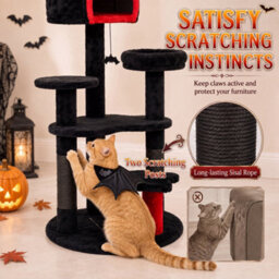 Pawhut Gothic Cat Tree, 155Cm Cat Tower With Sisal Scratching Posts, Black - thumbnail 6