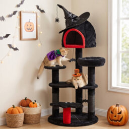 Pawhut Gothic Cat Tree, 155Cm Cat Tower With Sisal Scratching Posts, Black - thumbnail 8