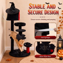Pawhut Gothic Cat Tree, 155Cm Cat Tower With Sisal Scratching Posts, Black - thumbnail 7