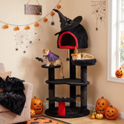 Pawhut Gothic Cat Tree, 155Cm Cat Tower With Sisal Scratching Posts, Black