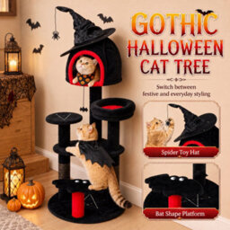 Pawhut Gothic Cat Tree, 155Cm Cat Tower With Sisal Scratching Posts, Black - thumbnail 4