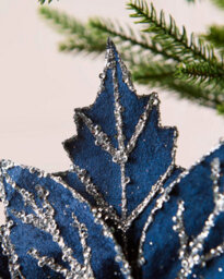 Werchristmas Navy Glitter Artificial Poinsettia Flower, 30 Cm - thumbnail 5