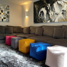 Beautiful Beanbags Luxury Plush Velvet Beanbag Cube Footstool Large Pouffe Bean Bags - Blue
