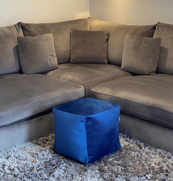 Beautiful Beanbags Luxury Plush Velvet Beanbag Cube Footstool Large Pouffe Bean Bags - Blue - thumbnail 2