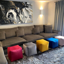 Beautiful Beanbags Luxury Plush Velvet Beanbag Cube Footstool Large Pouffe Bean Bags - Blue - thumbnail 4