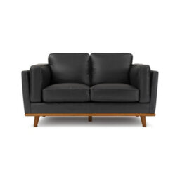 Valencia Artisan Leather Loveseat Sofa Black Nappa 11000 Top Grain Leather Alder Wood Legs And Frame - thumbnail 5