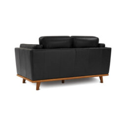 Valencia Artisan Leather Loveseat Sofa Black Nappa 11000 Top Grain Leather Alder Wood Legs And Frame - thumbnail 7