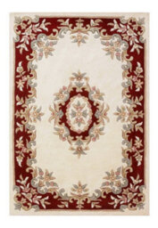 Handmade Bordered Floral Easy To Clean Cream Red Traditional Wool Rug For Living Room & Bedroom-120Cm X 180Cm - thumbnail 4