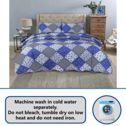 TheWhiteWater Limited Bedspread - Luxury Quilted - Reversible - Bed Throw Warm Quilt - Bedspread Patchwork Azrak Design Set 150 Gsm - 3 Tog - thumbnail 2