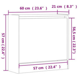 Vidaxl Shoe Cabinet Concrete Grey 60X21X57 Cm Engineered Wood - thumbnail 3
