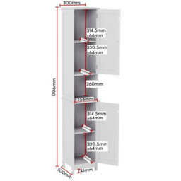 Lassic Bath Vida Priano White 2 Door Tall Bathroom Cabinet - thumbnail 2