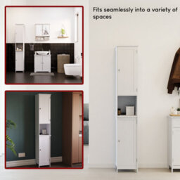 Lassic Bath Vida Priano White 2 Door Tall Bathroom Cabinet - thumbnail 7