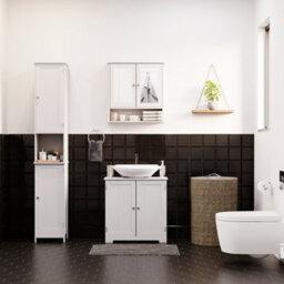 Lassic Bath Vida Priano White 2 Door Tall Bathroom Cabinet - thumbnail 4