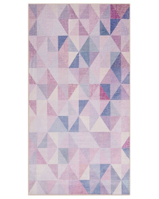Beliani Rugs Area Rug Pastel Blue Grey 80 X 150 Cm Triangle Geometric Patchwork Modern Contemporary - image 1