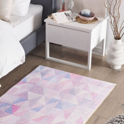 Beliani Rugs Area Rug Pastel Blue Grey 80 X 150 Cm Triangle Geometric Patchwork Modern Contemporary - thumbnail 2
