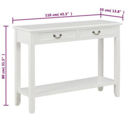 Berkfield Console Table White 110X35X80 Cm Wood - thumbnail 8
