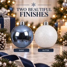 Decoris Pack Of 30 Christmas Tree Baubles Shatterproof White Silver Blue - thumbnail 3