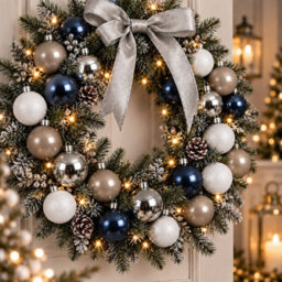 Decoris Pack Of 30 Christmas Tree Baubles Shatterproof White Silver Blue - thumbnail 7