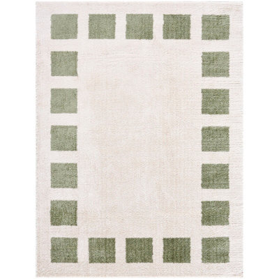 Livabliss Fossay Shaggy-Washable Beige Green Modern Hig Pile Living Bedroom Rug 140 X 200 Cm Easy Care, Non Shedding - image 1