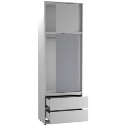 Urbn-Living Urbnliving 240Cm Contemporary Sliding Door Wardrobe With Hanging Rail White Carcass Grey Doors - thumbnail 6