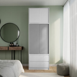 Urbn-Living Urbnliving 240Cm Contemporary Sliding Door Wardrobe With Hanging Rail White Carcass Grey Doors - thumbnail 3