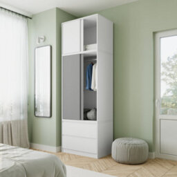 Urbn-Living Urbnliving 240Cm Contemporary Sliding Door Wardrobe With Hanging Rail White Carcass Grey Doors - thumbnail 2