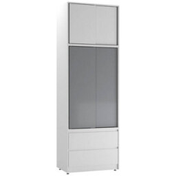 Urbn-Living Urbnliving 240Cm Contemporary Sliding Door Wardrobe With Hanging Rail White Carcass Grey Doors - thumbnail 4
