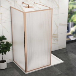 Royal Bathrooms Luxor 2 Sided Walk In Wet Room Fluted Shower Enclosure With 1200 X 800mm Stone Tray & Brushed Bronze Frame 8mm Easy Clean Glass - thumbnail 4