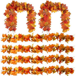 CLEFFNS 6Pcs Fall Garland Maple Leaf, 1.75M Hanging Vine Garland Artificial Autumn Foliage Garland Thanksgiving Decor For Home Party - thumbnail 1