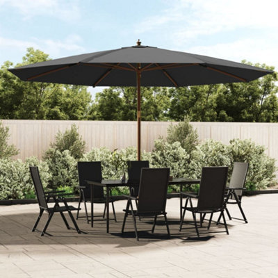 Walplus Garden Parasol With Wooden Pole Anthracite 400X273 Cm - image 1